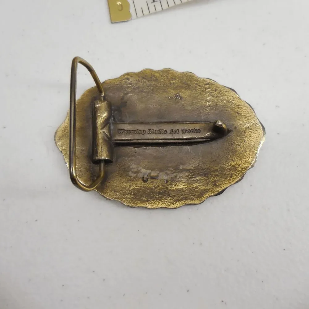 American Police Law & Order Patience Integrity Guts PIG Wyoming Art Works Buckle